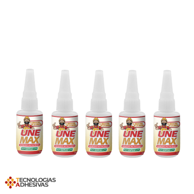 UNEMAX - Paquete de 5 Pegamentos Instantáneos ESPESO, Transparente 20gr c/u.