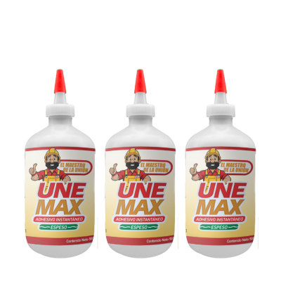 UNEMAX - Paquete de 3 pegamentos Instantáneos ESPESO, Transparente 500gr.