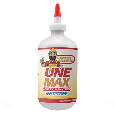 UNEMAX - Pegamento Instantáneo LÍQUIDO, Transparente 500gr.